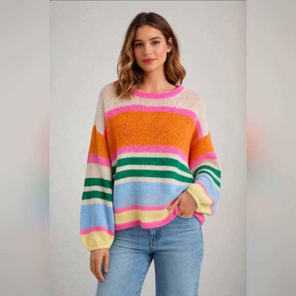 A Collective Story Sweaters - NWT - A Collective Story Multicolor Striped Sweater, Womens Medium Oversized